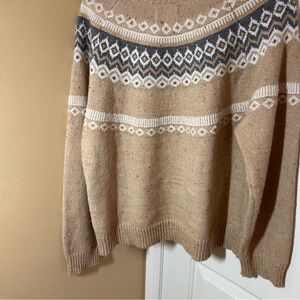 Vintage America Tan and White Patterned Sweater